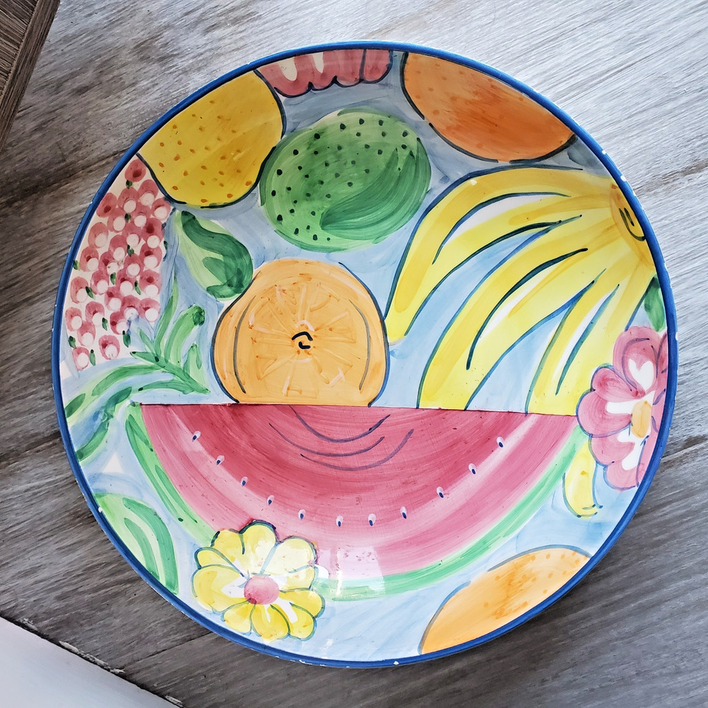Vintage Summer Stock Hand Painted Fruit Serving Bowl